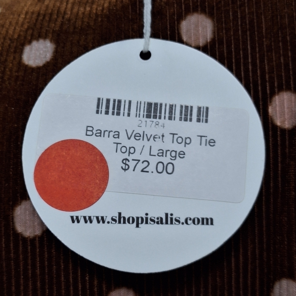Isalis New Y2k Barra Bohemian Soft Velvet Corduroy Polka Dot Cropped Top Size L — image 6 of 8